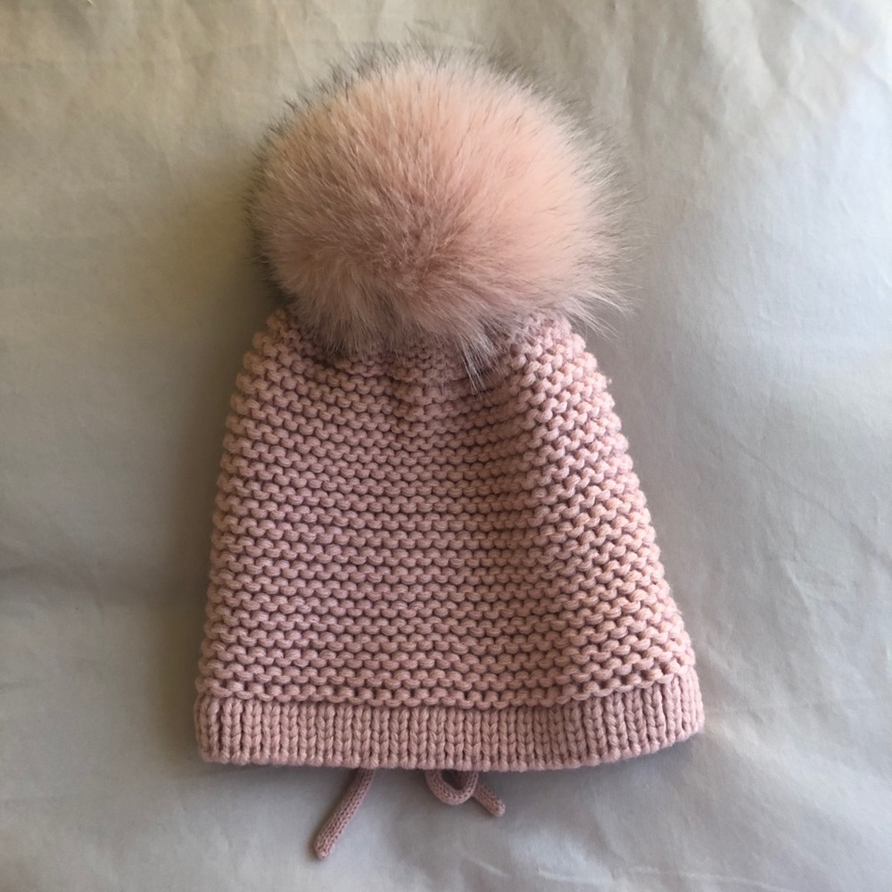 Kyi Kyi Peach tie hat with Pom Pom